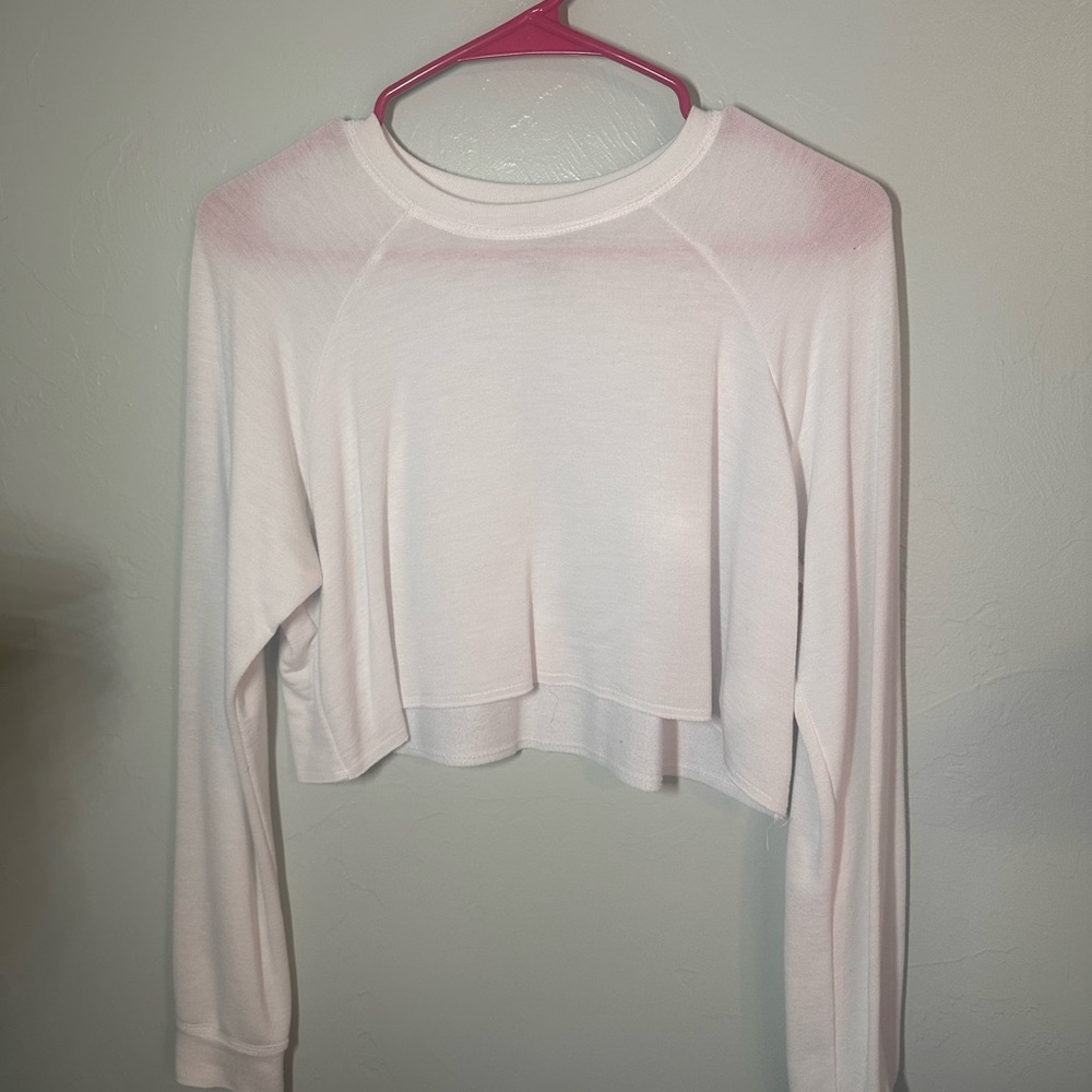 Women's White Long Sleeve Crop Top